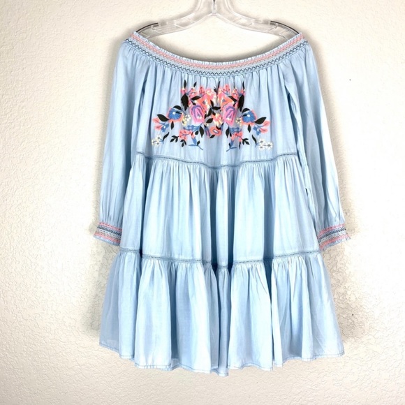 FREE PEOPLE Sunbeams Blue Floral Dress NEW Small - Picture 2 of 9